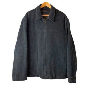 Marc New York Pea Coat Wool Blend Gray Size Large Quilted Lining Collar Full Zip